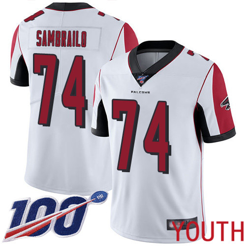 Atlanta Falcons Limited White Youth Ty Sambrailo Road Jersey NFL Football #74 100th Season Vapor Untouchable
